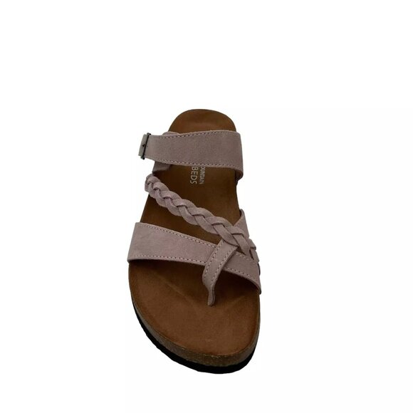 White Mountain Womens Leather Slide Sandals Size 9 Light Lavender Toe Loop Style - Picture 15 of 15